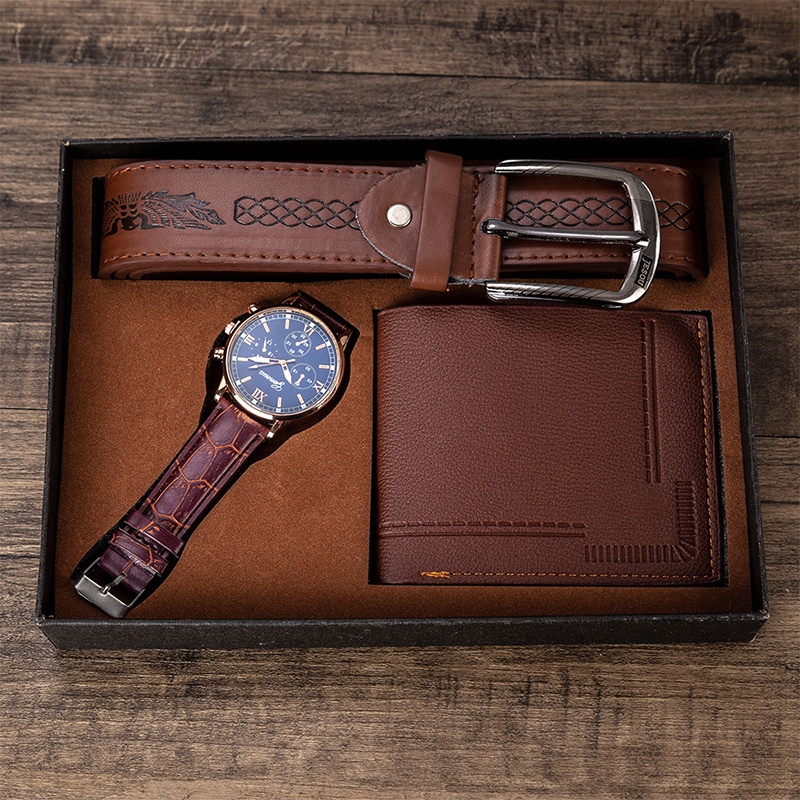 Top Quality Fashionable Business, Gift Set Refined Men's Waistband Wallet Watch Gift Box Set/