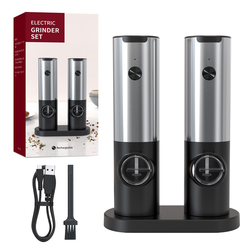 Gravity Automatic Rechargeable Usb, Stainless Steel Ceramic Burr Spice And Herbs Mill Electric Salt And Pepper Grinder/