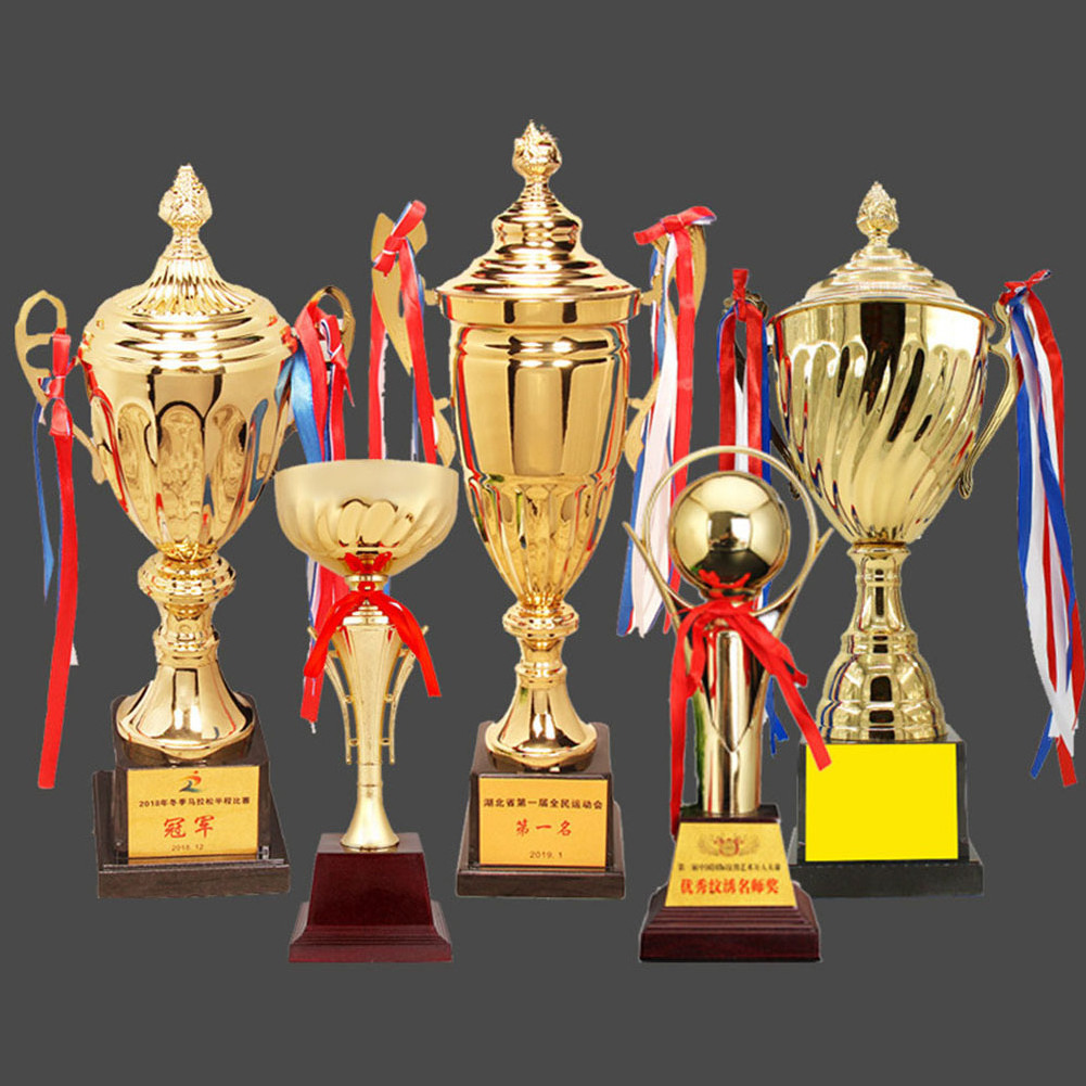 Custom Luxury Gym Competition Real Size Resin Metal Gold World Sports Cup Trophy Award Trophies And Medals