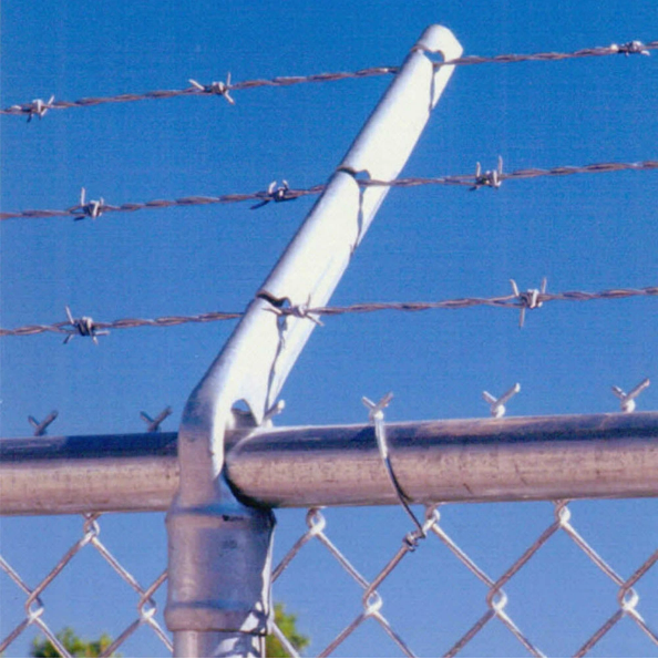 Chain Link Security Fence with Barbed Wire support arm for High Level Security