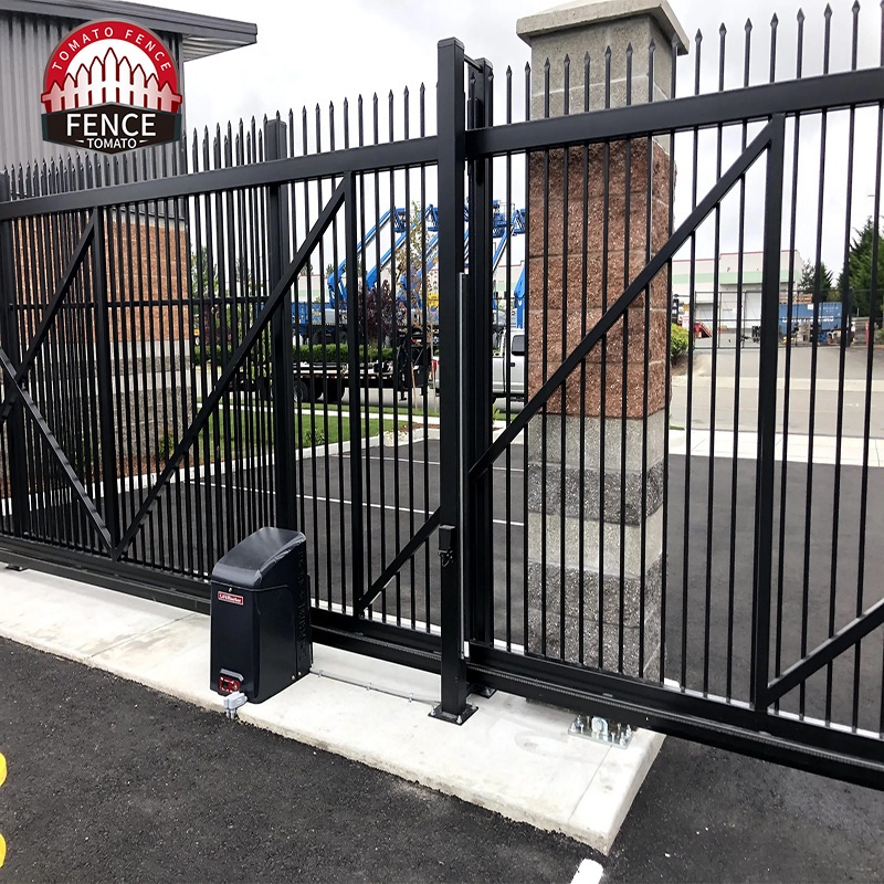 Factory Cheap Price Easily Assembled Powder Coated Metal Cast Iron Wrought Iron Gate Black Sliding Gates Ornaments