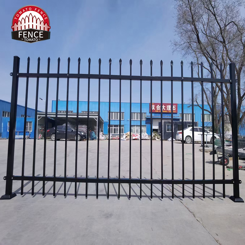 Rot Proof Galvanized Steel Spear Picket /Flat Top Security Fencing Wrought Iron Durable Steel Fence