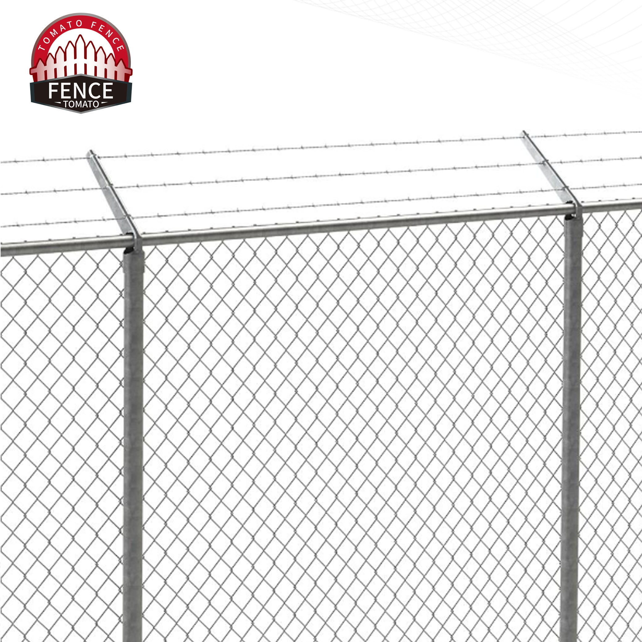 Chain Link Security Fence with Barbed Wire support arm for High Level Security