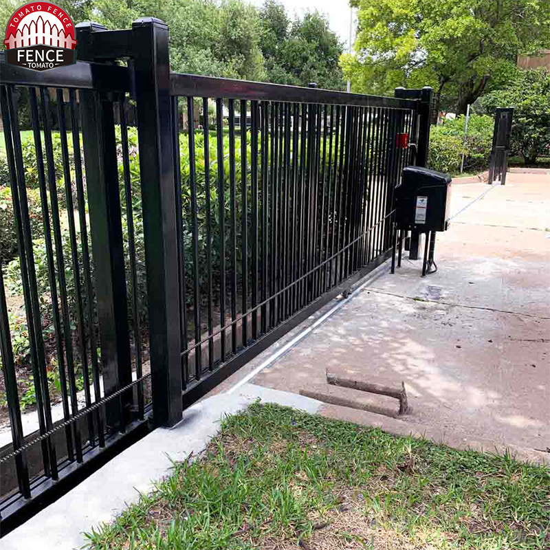 Factory Cheap Price Easily Assembled Powder Coated Metal Cast Iron Wrought Iron Gate Black Sliding Gates Ornaments