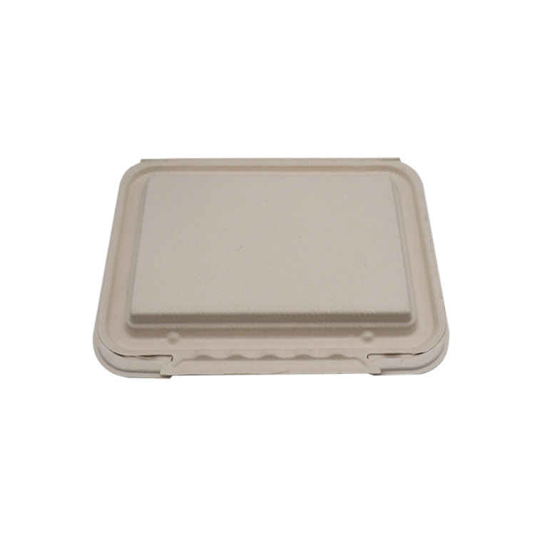 bagasse meal boxes biodegradable dinnerware set sugarcane restaurant lunch box 9*6 inch clamshell biodegradable food container