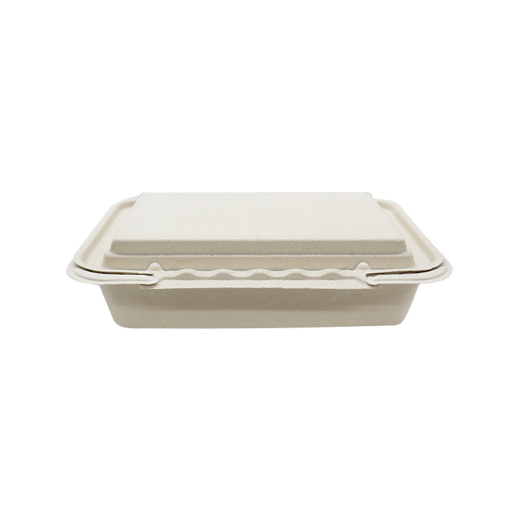 bagasse meal boxes biodegradable dinnerware set sugarcane restaurant lunch box 9*6 inch clamshell biodegradable food container