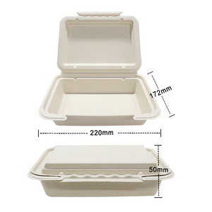 bagasse meal boxes biodegradable dinnerware set sugarcane restaurant lunch box 9*6 inch clamshell biodegradable food container