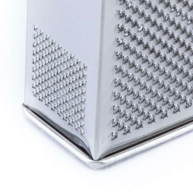 Made In Italy Stainless Steel Universal Rectangular Box Grater Handle On Top With Different Holes For Each Side Height 18 Cm