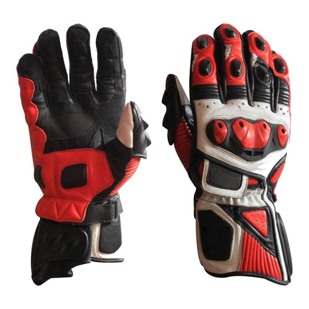 High quality 100 % Leather Motorcycle custom made gloves with Poly satin liner and perfect for motorcycle riding and racing