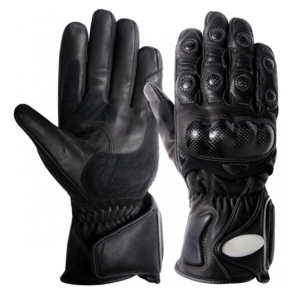 High quality 100 % Leather Motorcycle custom made gloves with Poly satin liner and perfect for motorcycle riding and racing