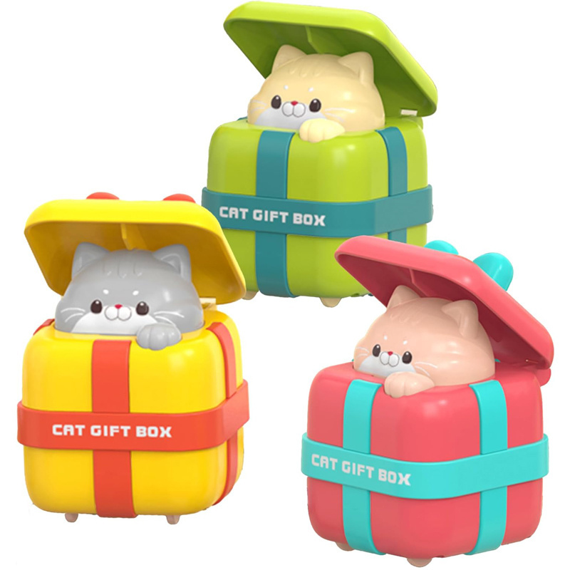 Little Boy Girl Toys Birthday Gift Press Head Down Go Cat Gift Box Car Press Push and Go Toys