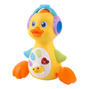 Battery operated duck waver dancing animal toy swing toys early educational light music sound cute duck musical for babys