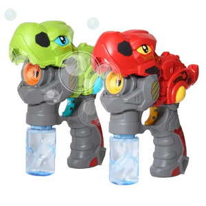 Battery Operated Dinosaur Bubble Gun Toys Outdoor Backyard Games Electric Bubble Gun with Light and Music