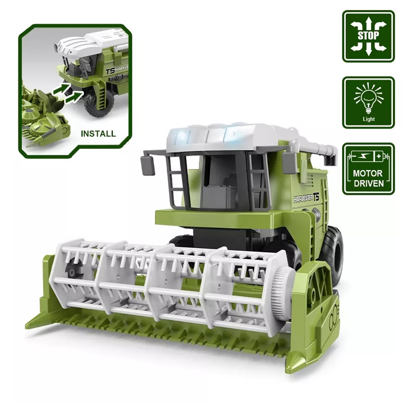 RC Tractor Trailer 27mhz 4 Channels Easy to Install Remote Control Farm Tractor Harvester Toys Included USB Charger