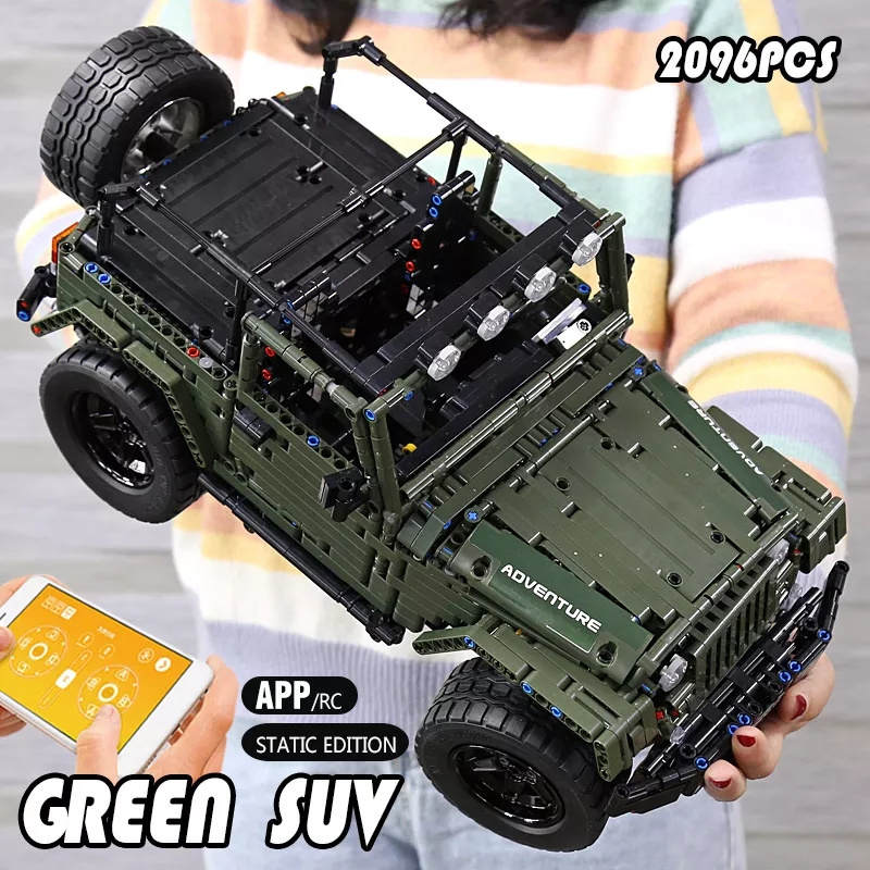 Mould King 13124 Jeep Wrangler Rubicon RC Stack Block Off Road Car Technic Building Model Off-road Vehicle Remote Control