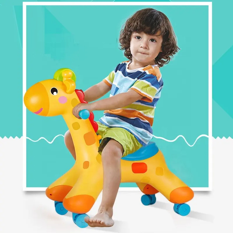 360 Degree Rotation Plastic Scooting Giraffe Kids Scooter Ride On Toys With Music Light