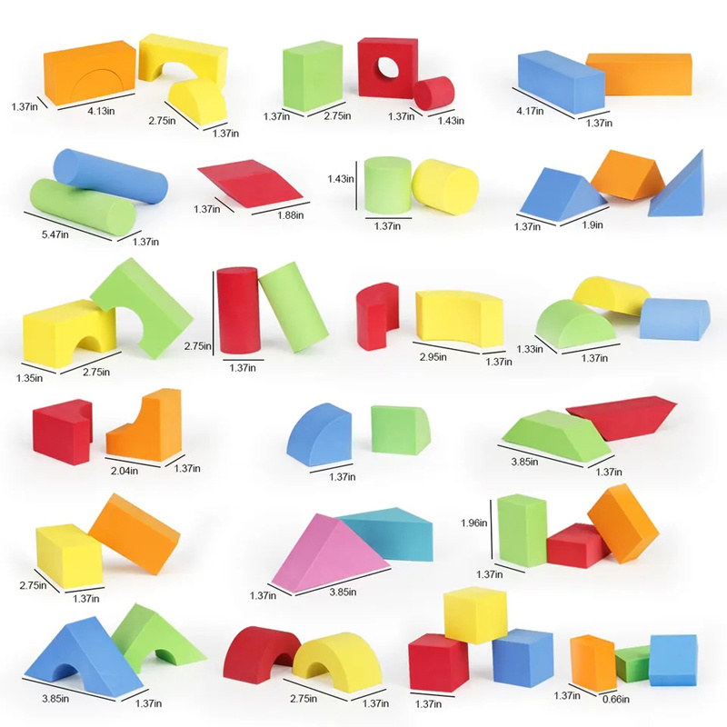 Best Selling Products 2023 Blocks Toy Construction Giant Foam Building Blocks With Different Shapes & Sizes Bright Colors