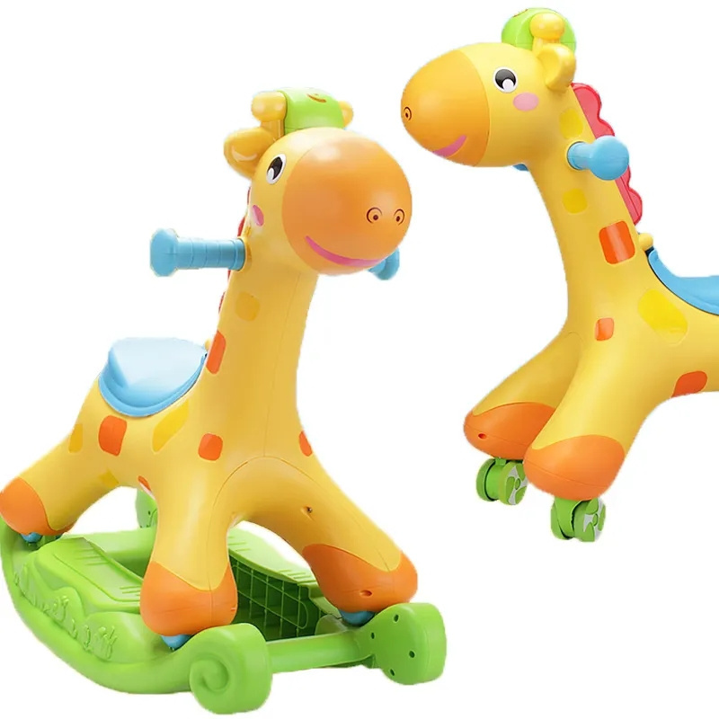 360 Degree Rotation Plastic Scooting Giraffe Kids Scooter Ride On Toys With Music Light