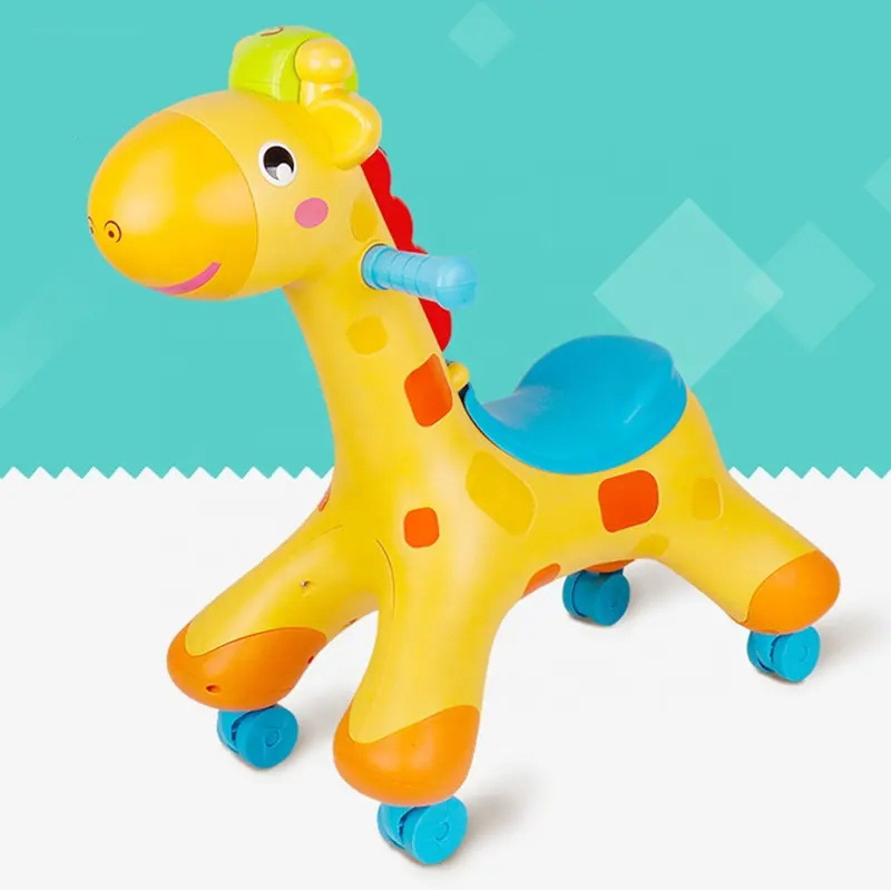 360 Degree Rotation Plastic Scooting Giraffe Kids Scooter Ride On Toys With Music Light