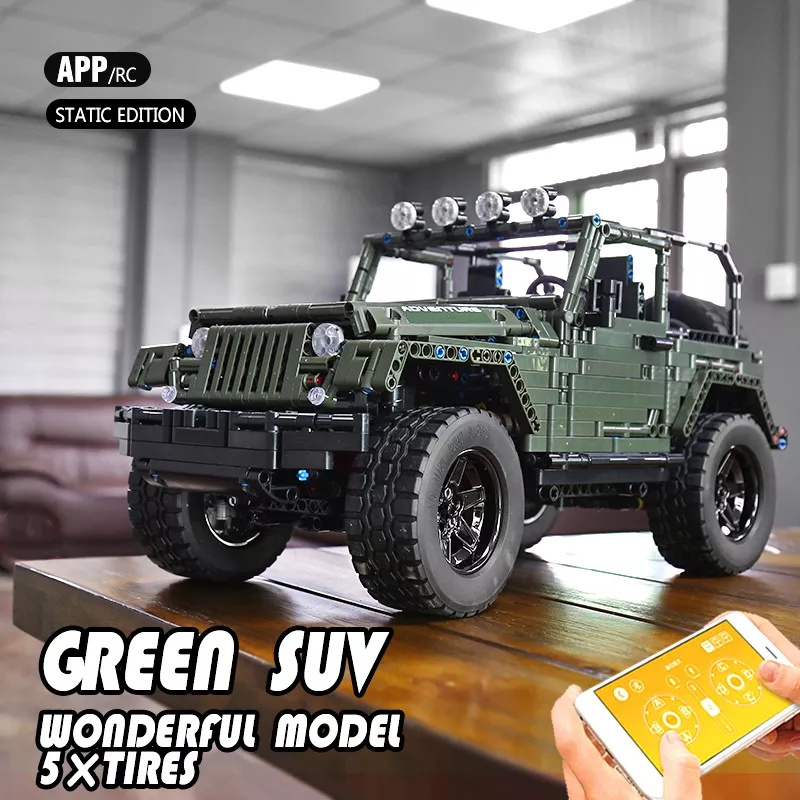 Mould King 13124 Jeep Wrangler Rubicon RC Stack Block Off Road Car Technic Building Model Off-road Vehicle Remote Control