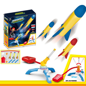 Outdoor sports toys feet air rocket toy pedal model rockets funny toy rocket launcher with color box