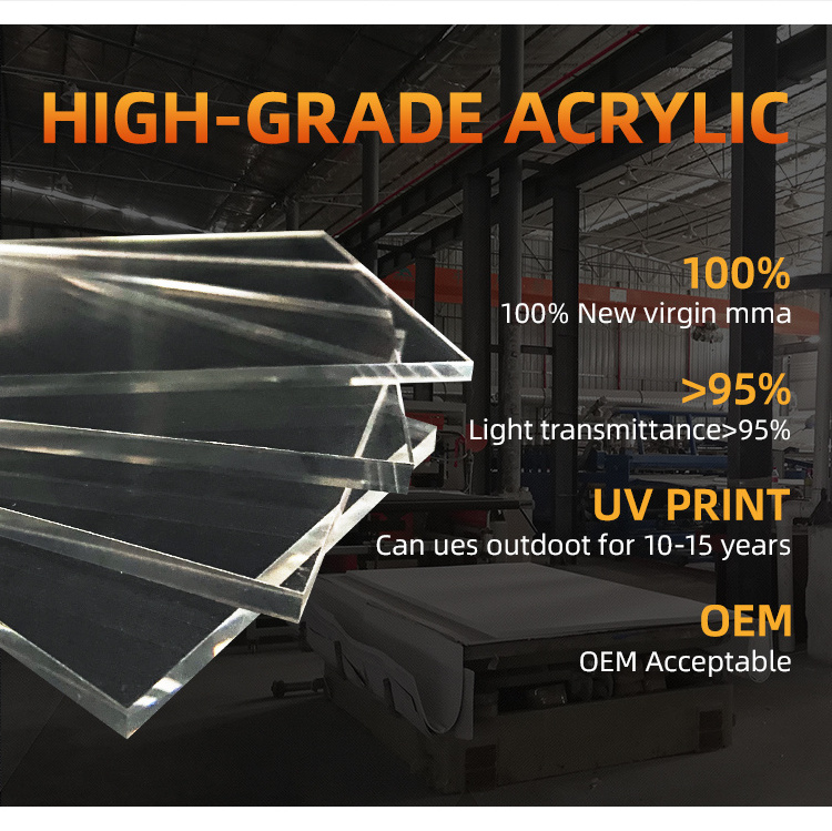 Pure different thickness pmma plexiglass transparent perspex extruded clear cast acrylic sheet