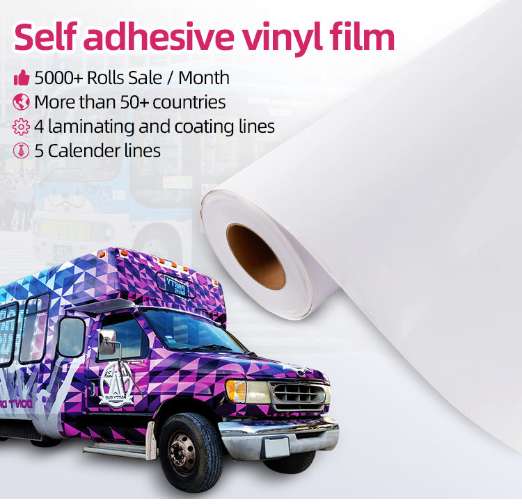 Pvc self adhesive vinyl roll 120g 140g Eco Solvent Printable vinyl sticker roll