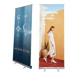 Exhibition shop outdoor display  roll up banner stand hard plastic feet  wholesale roll up displays