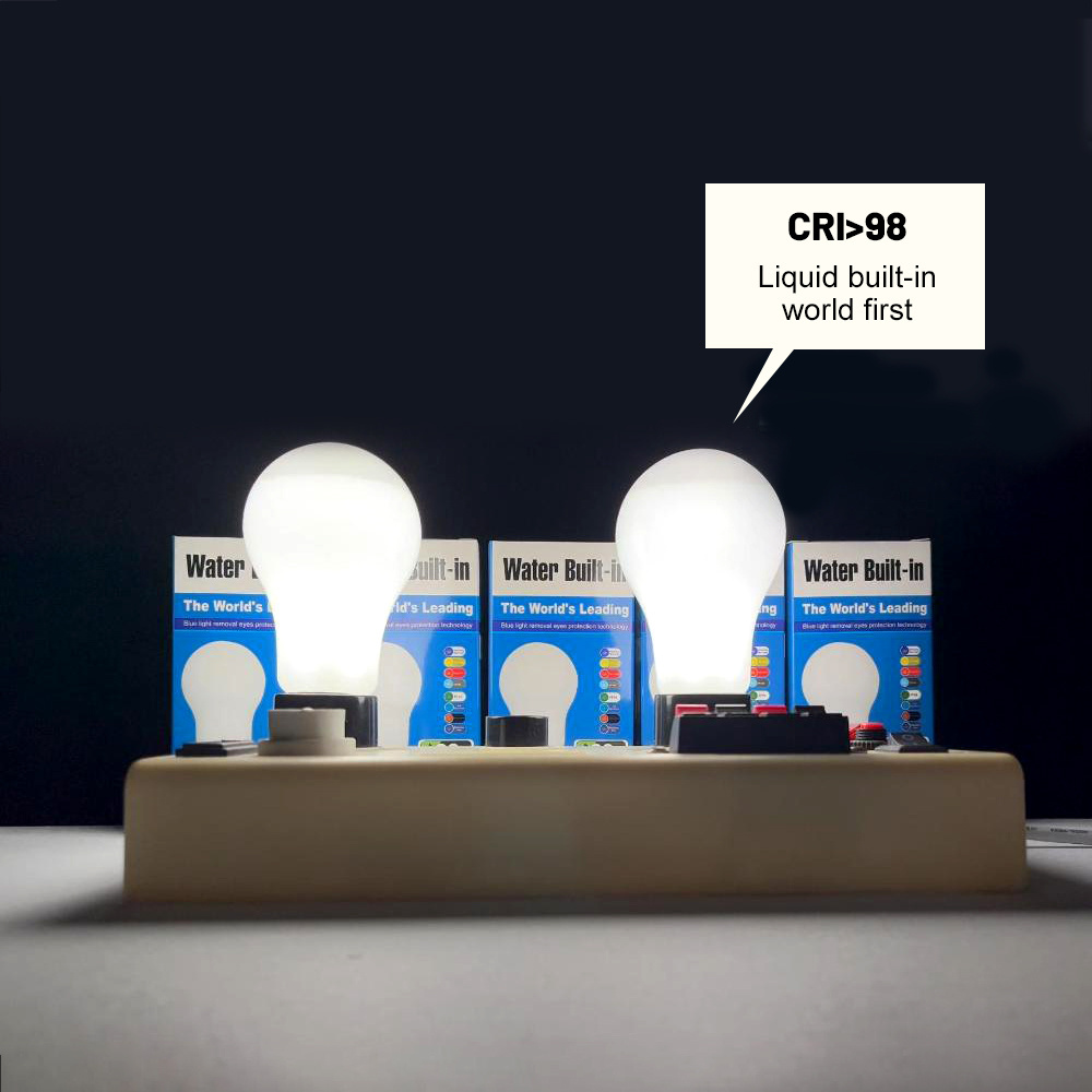 Leading Technology Unique design liquid built-in CRI98 no flicker AC85-265V blue light blocking a60 led smart bulb