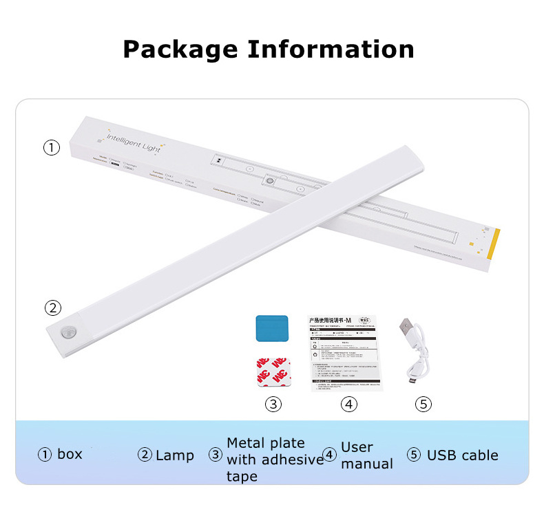 10CM 20CM 30CM 40CM 60CM Rechargeable Wireless  indoor LED Lights Motion Sensor Cabinet Light