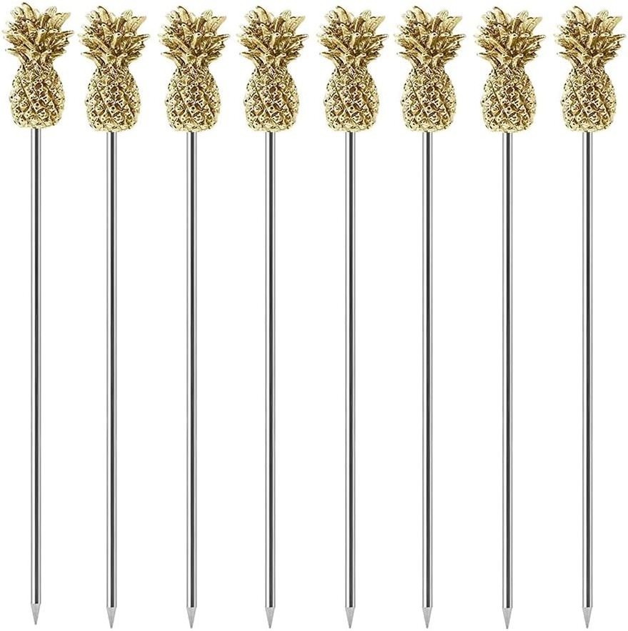 reusable stainless steel cocktail picks fruit stick