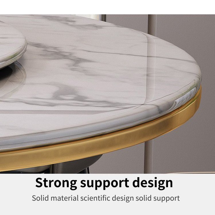 Modern design Round guangxi marble top with metal base dining table