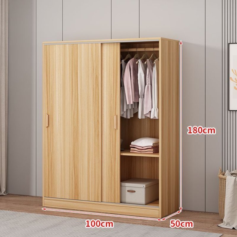 Modern simple wooden wardrobe Bedroom furniture for rent Sliding doors Children's wardrobe lockers