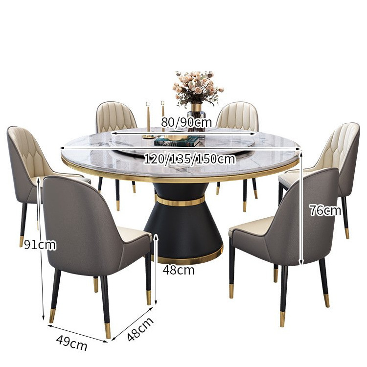 Modern design Round guangxi marble top with metal base dining table