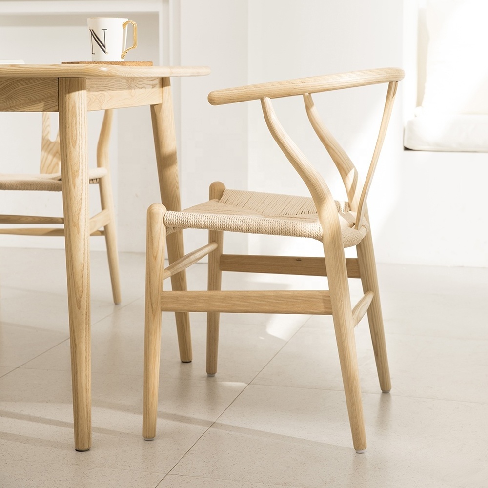 Ash wood Hans Wegner/ Danish /Professional factory  Y-Chair Solid Wood Dining Chairs  Wishbone Chair