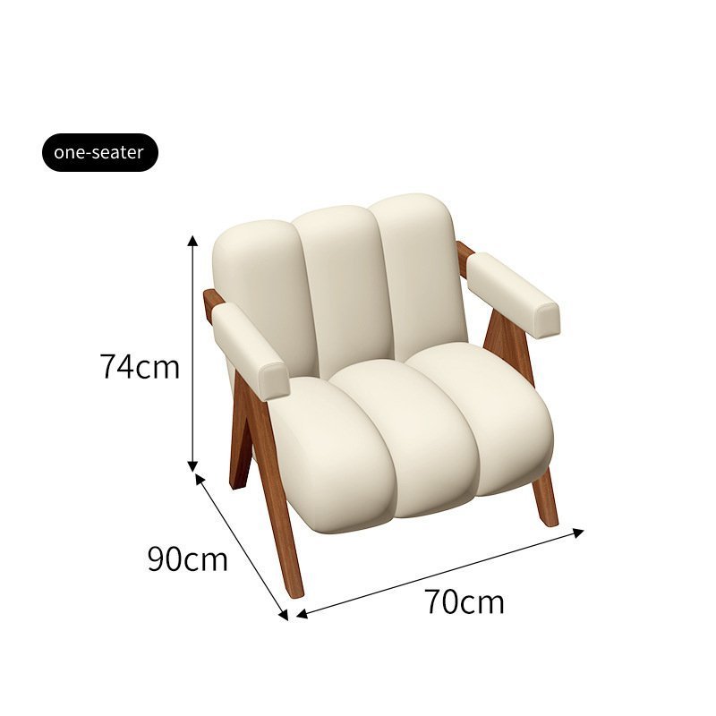 Nordic modern luxury solid wood lounge chair balcony living room fabric leather soft bag hand recliner single sofa chair