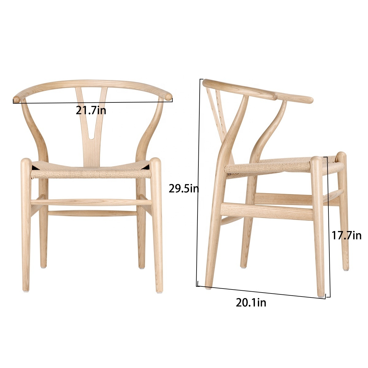 Ash Wooden chair Hans Wegner Denmark Y-Chair Solid wood dining Wishbone chair professional manufacturers