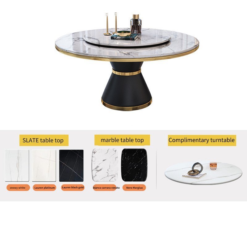 Modern furniture marble tabletop and carbon steel base dining room luxury dining table