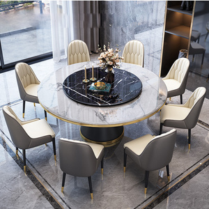 Modern furniture marble tabletop and carbon steel base dining room luxury dining table