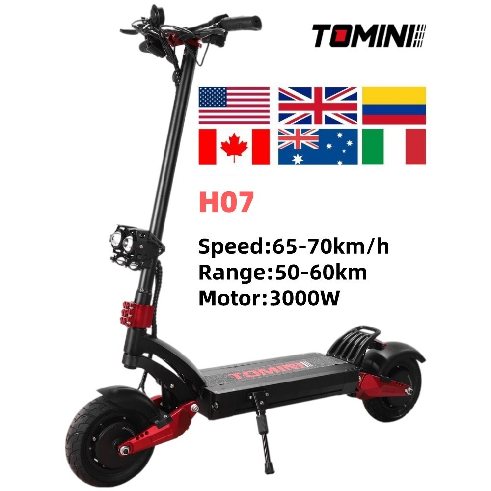 Tomini import 60V 30AH 5600W electric e scooter dual motor escooter electric scooters with seat and suspensions from china