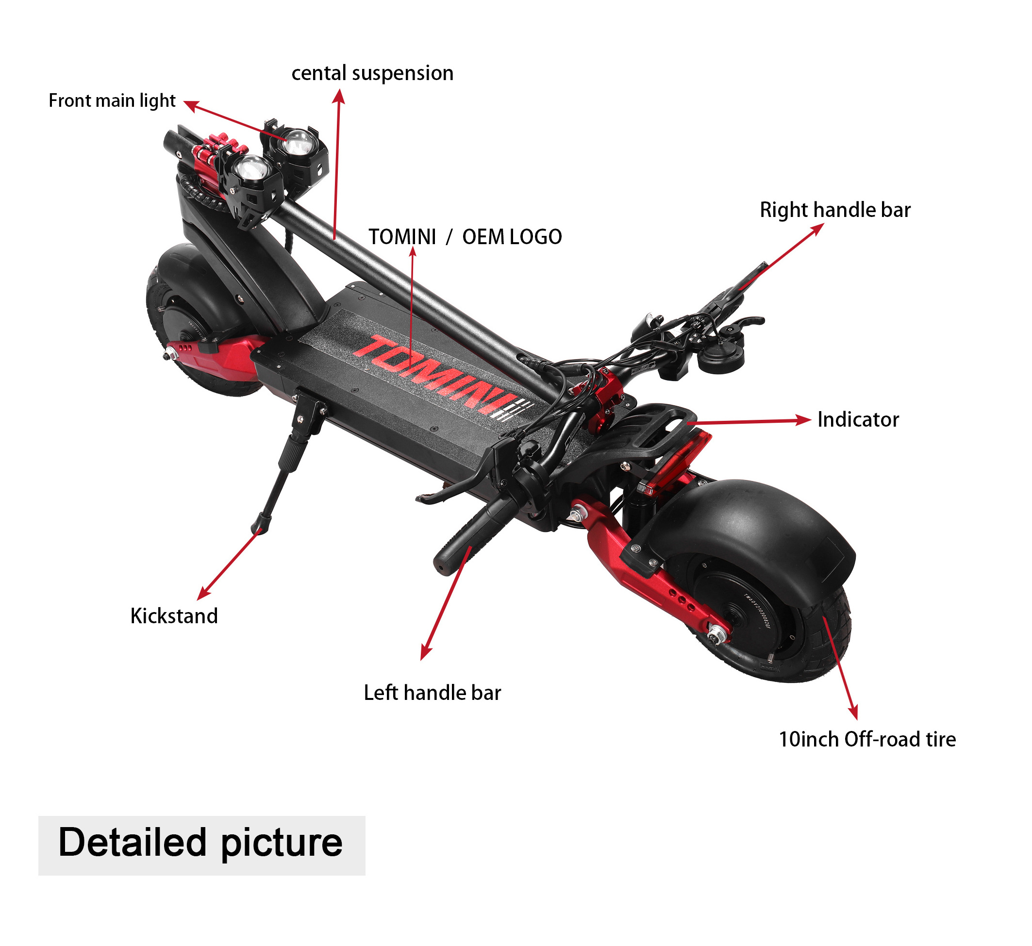 Tomini yongkang off-road 3200w electric scooter high speed power trotinette electrique for powerful adult