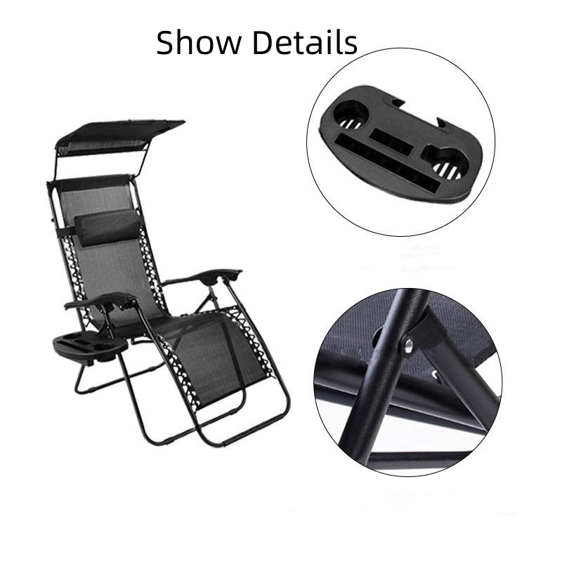 Zero Gravity Chair Folding Outdoor Recliner Patio Lounge Chair with Adjustable Canopy Shade Headrest