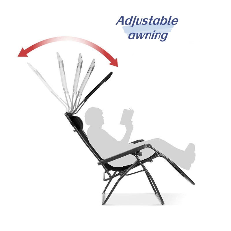 Zero Gravity Chair Folding Outdoor Recliner Patio Lounge Chair with Adjustable Canopy Shade Headrest