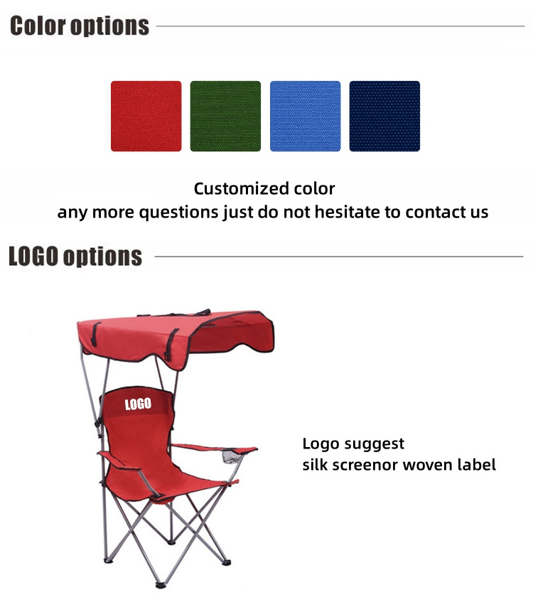 Outdoor Beach Sun Chair Beach Chair Folding Camp Chair for Sports Camping Picnic with Canopy Sun Shade