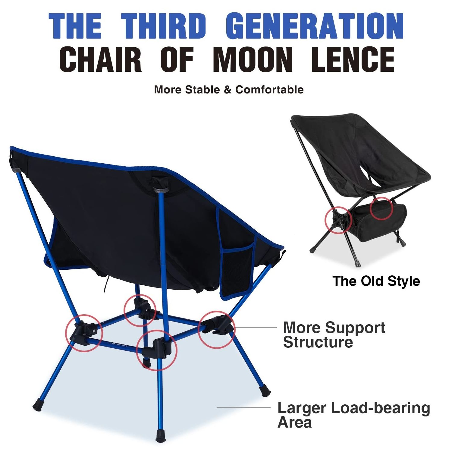 MOONLENCE Outdoor Ultralight Comfy Mesh Aluminium Portable Lightweight Folding Moon Camping Portable Chair with Carry Bag