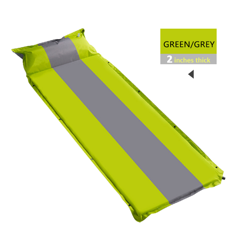 2 Inch Thick Green Insulated Static Inflatable Sleeping Pad for Camping Lightweight Hiking and Backpacking Air Bed