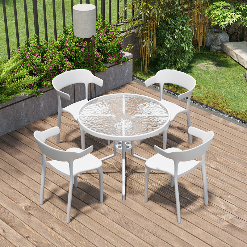 Comfortable and Simple Rattan Garden Chairs Backrest Plastic Stool Waterproof for Outdoor Dining at Sunscreen Garden Cafe