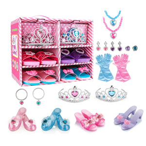 Princess Jewelry Dress Up Set Children's pretend makeup toys set Shoes Role Play with Crowns Necklaces Bracelets Rings Girls Toy