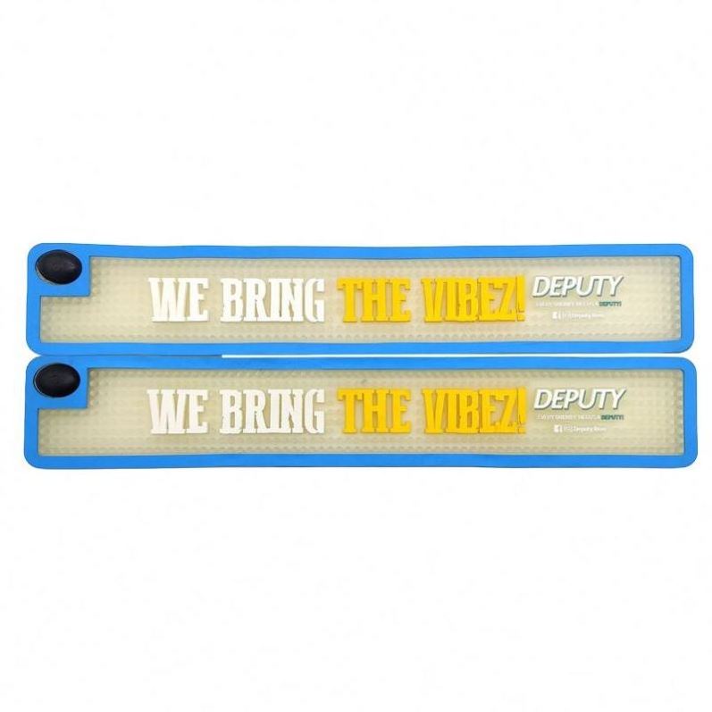 Personalized custom rubber beer bar mat with logo pvc led spill proof mat