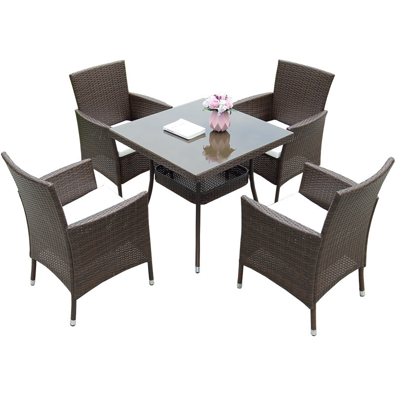 Tomato Patio Furniture Sets 3 Pieces PE Rattan Wicker Chairs with Table Outdoor Garden Furniture Sets (Brown/Beige)